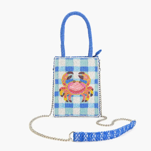 Crab It Beaded Top Handle Bag