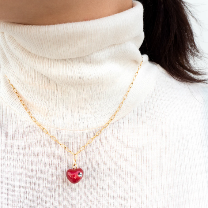 Cherie Cherry Heart Necklace
