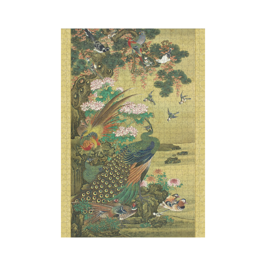 Birds and Flowers Japanese Scroll Puzzle