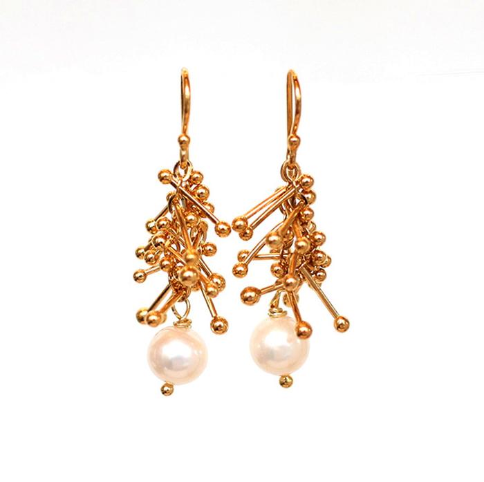 Feather Chain Pearl Earrings