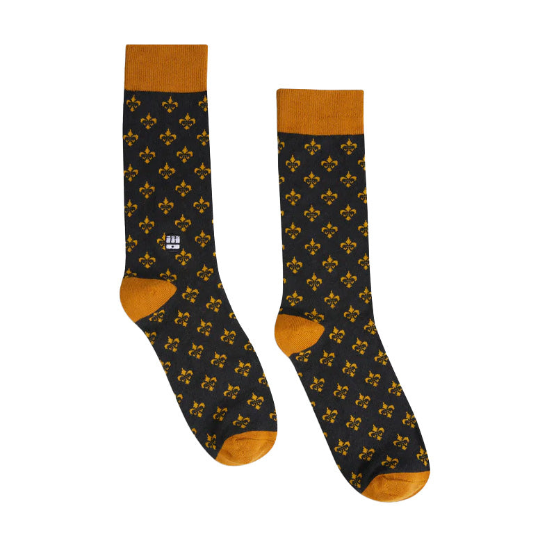 Black and Gold Fleur De Lis Socks