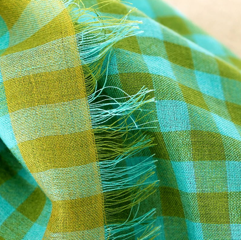 Gingham Square Silk/Merino Scarf
