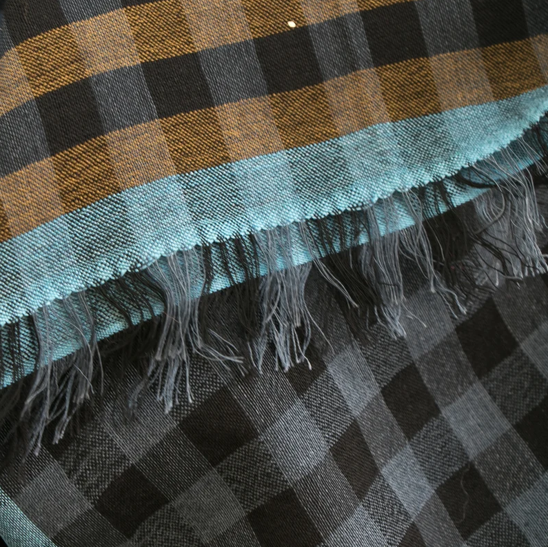 Gingham Square Silk/Merino Scarf