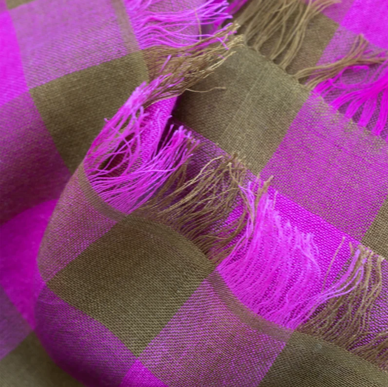 Gingham Square Silk/Merino Scarf