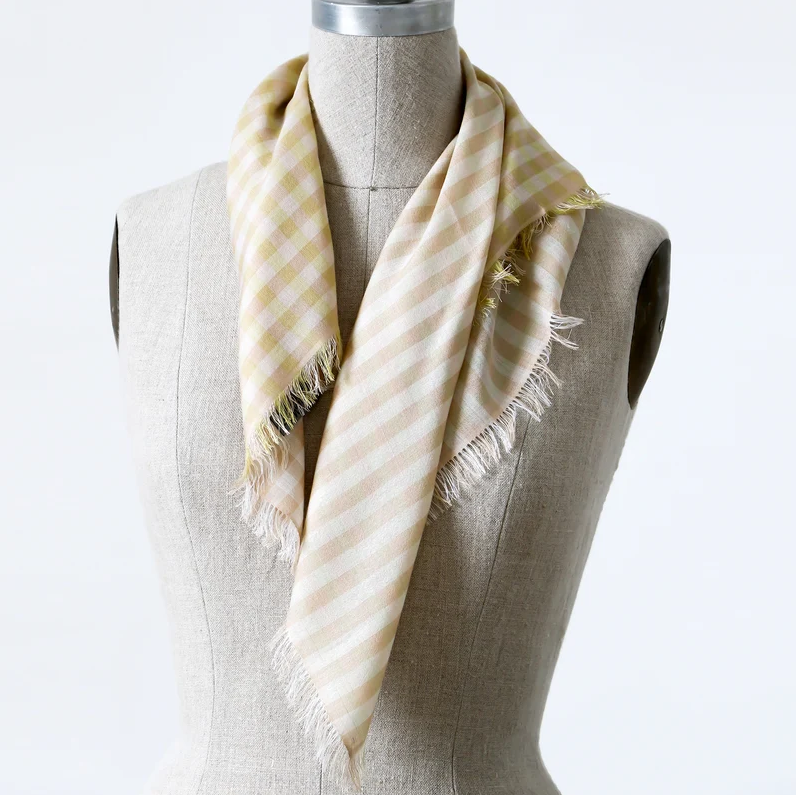 Gingham Square Silk/Merino Scarf