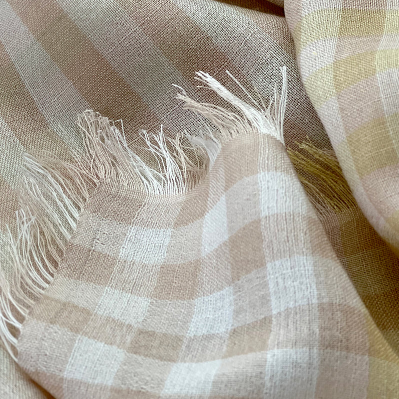 Gingham Square Silk/Merino Scarf
