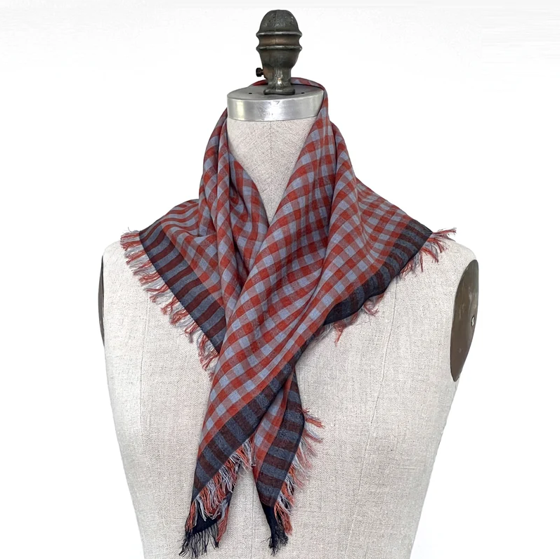 Gingham Square Silk/Merino Scarf
