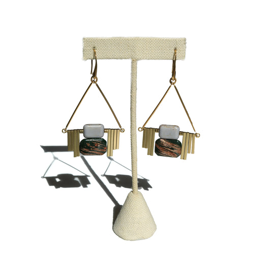 Art Deco Hunter Green Earrings