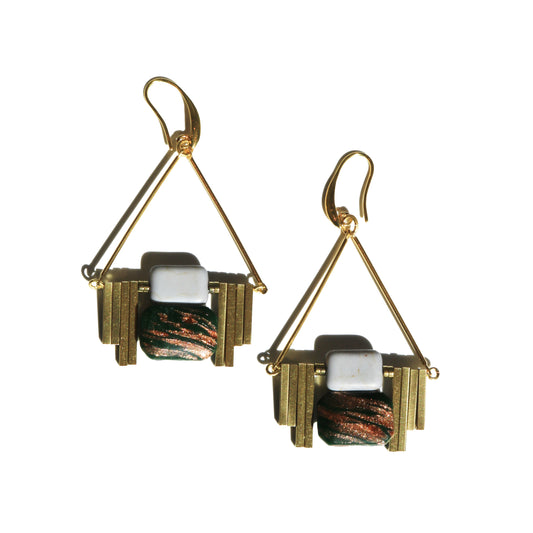 Art Deco Hunter Green Earrings