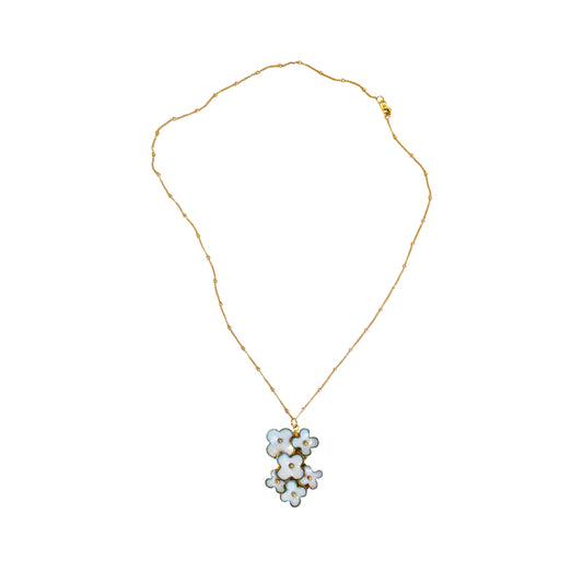 Large Flower Cluster Pendant White