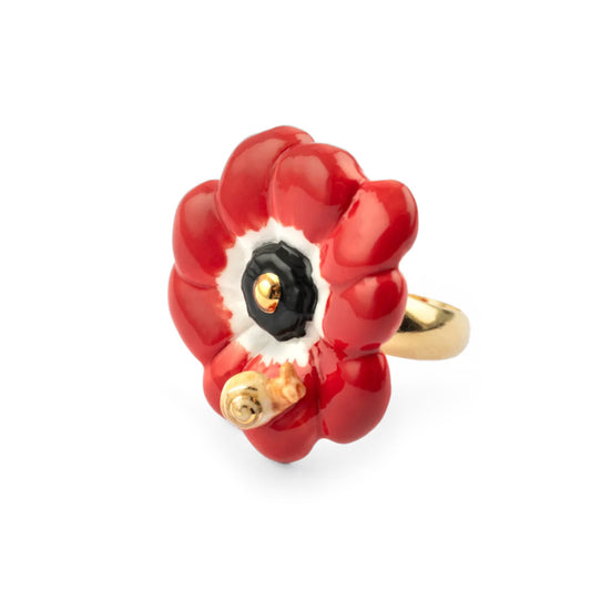 Red Anemone Flower Ring